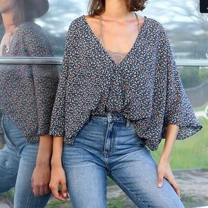 Floral Wrap Blouse